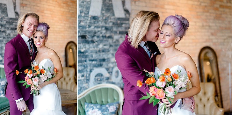 vow renewal photos of a hipster couple in downtown Fargo at Abovo by Two Birds Photography Brittany Walsh